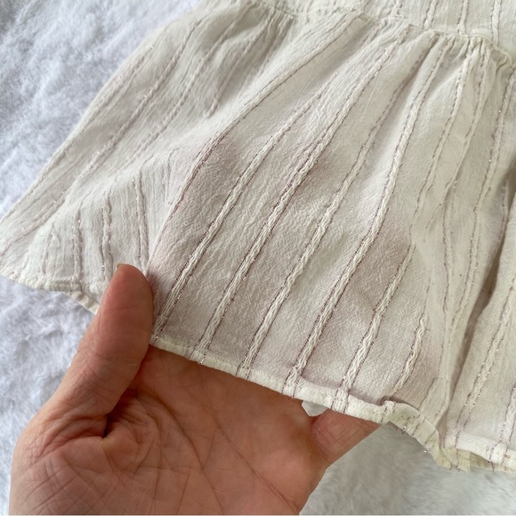 Madewell White Pink Metallic Striped Peplum Top Medium - Picture 6 of 10